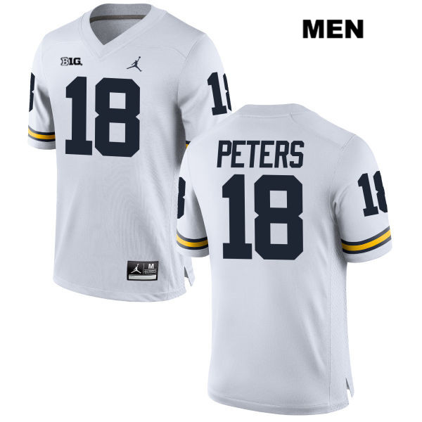 Men's NCAA Michigan Wolverines Brandon Peters #18 White Jordan Brand Authentic Stitched Football College Jersey CB25N73WR